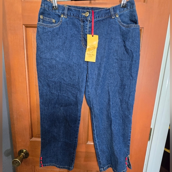 Ruby red womens elastic back jean denim capri sz 6p 6 petite nwt - Picture 1 of 7